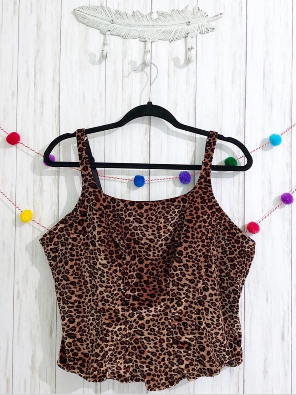 Cacique Velvet Leopard Bustier Cami 14/16 preloved animal print